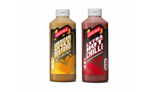 Crucials Sauce 500ml x 2 (Mustard & Hot Chilli Sauce) (free sausage mix)